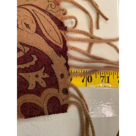 Reversible Fringed Scarf Brown Red Paisley & Leopard Print Design 70" X 26" - Picture 4 of 5